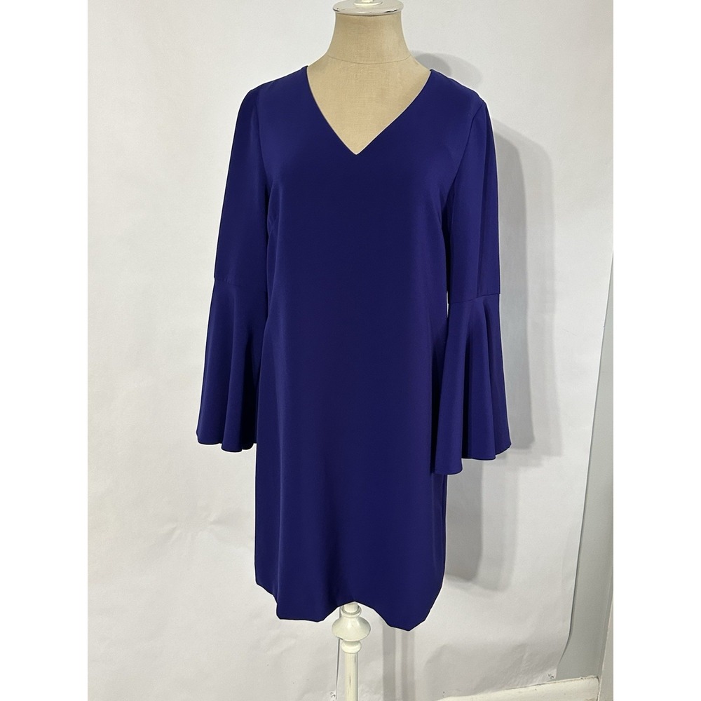 Tahari Arthur S. Levine Women's Purple Bell Sleeve Shift Dress Sz 6